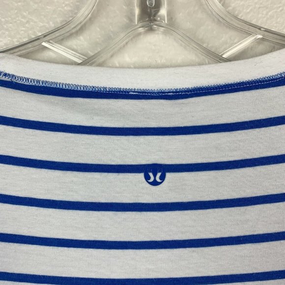 Lululemon Every Yogi Tee Shirt Size 2 Deauville Stripe Blue White Love Tee - Picture 5 of 7